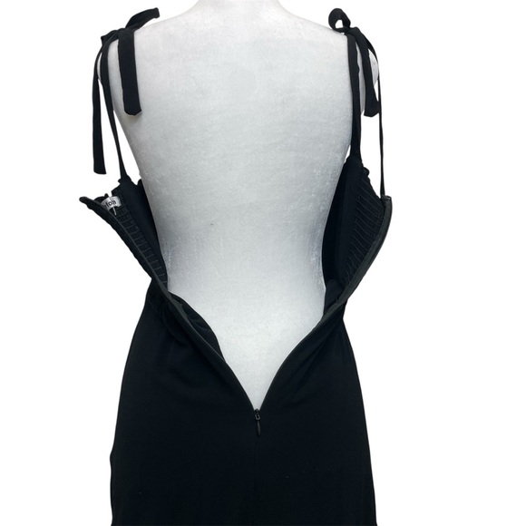 Reformation Black Christine Tie Shoulder Ruffle Hem Mini Dress - Picture 6 of 14